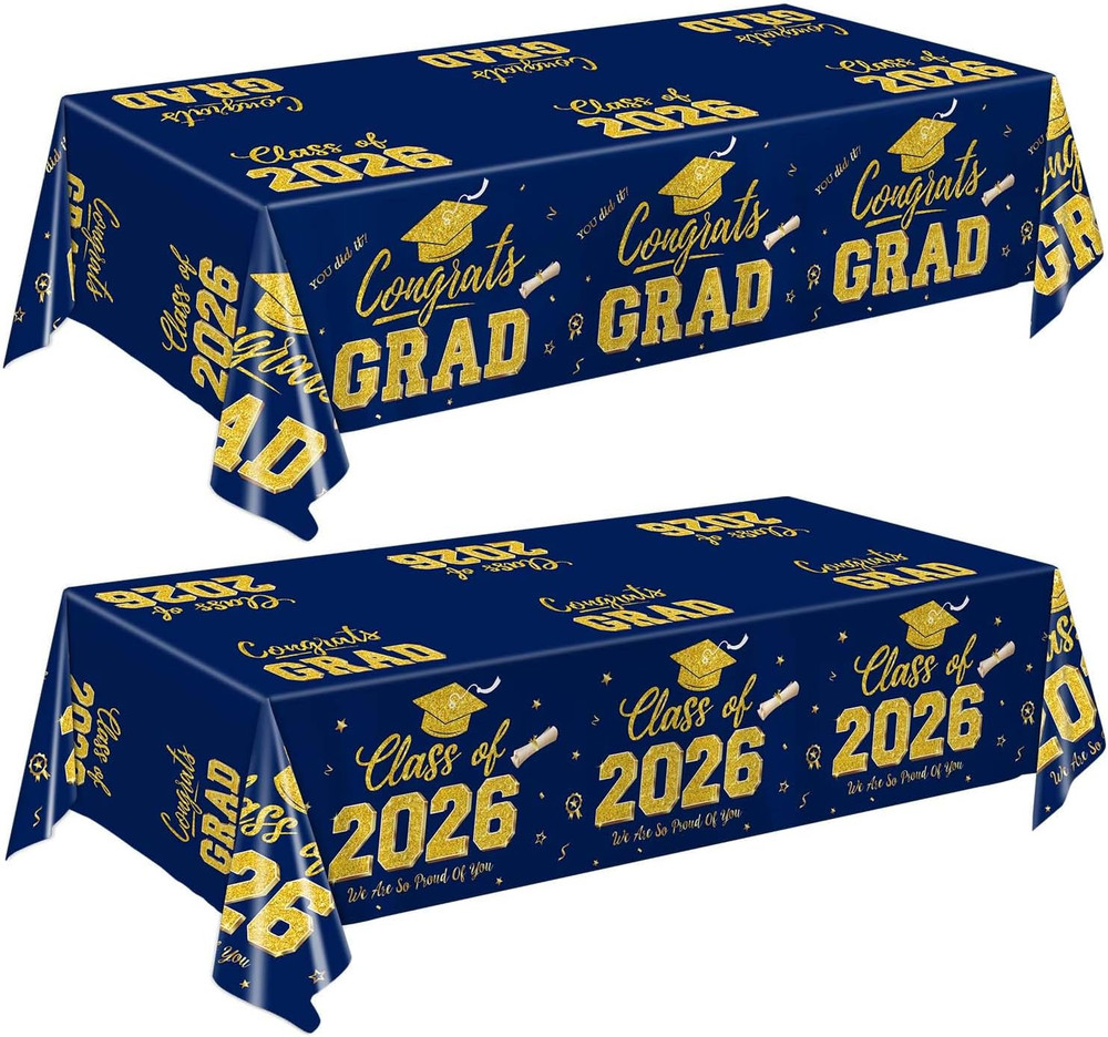 Graduation Decorations 2026, 2 Pack Graduation Tablecloths, Congrats Grad Dispos