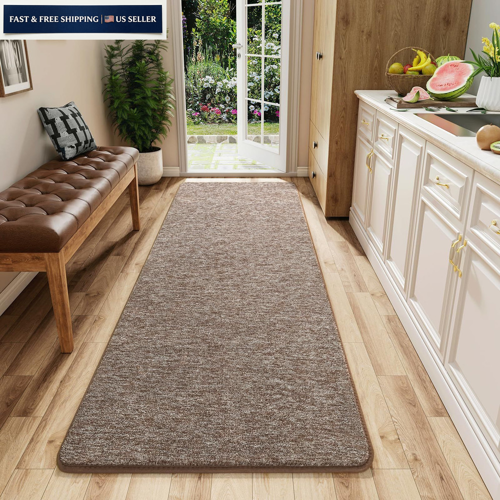 AROGAN Washable 2×6 Runner Rug for Hallway, 2′ x 6′ (Runner), Matte Brown