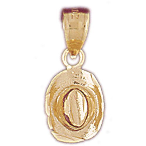3D Cowboy’s Hat Charm Pendant 14k Gold (1.2 Grams)