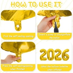 2026 Gold Foil Numbers Balloons(40 Inch) Graduation Decorations Senior Class of