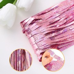 New Best 20 Pack Pink Foil Fringe Curtains 3.2ft x 9.8ft Silver Curtain Backdrop