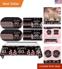 41Pcs 60th Birthday Decorations for Women, Vintage 60 Birthday Black and Rose…