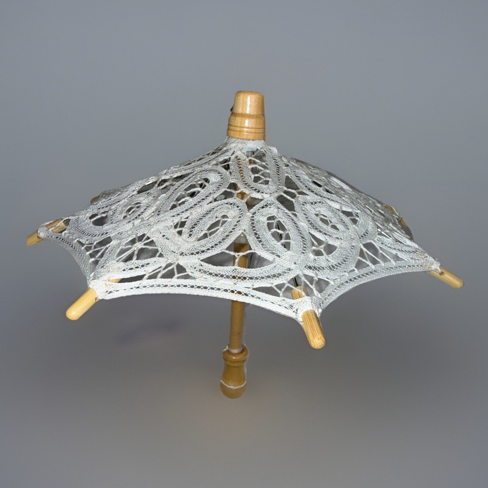 WHITE Battenburg Lace Parasol 8″ inch Diameter Small Table Decor#0