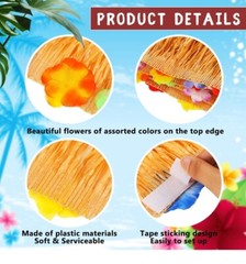 Luau Grass Table Skirt Bulk, 9 FT Grass Skirt Table Fringe Yellow 30 Pcs