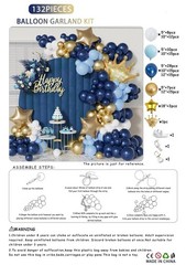 Blue Gold Balloon Garland Kit 132pcs Boy Birthday Baby Shower Decor