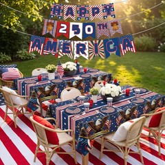 250th Anniversary Decorations- Serve 24 – Patriotic Plates Tablecloth Napkins…