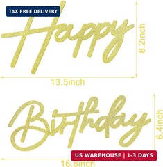 Happy Birthday Sign for Backdrop – Glitter Felt Happy Birthday Letter Sign for B
