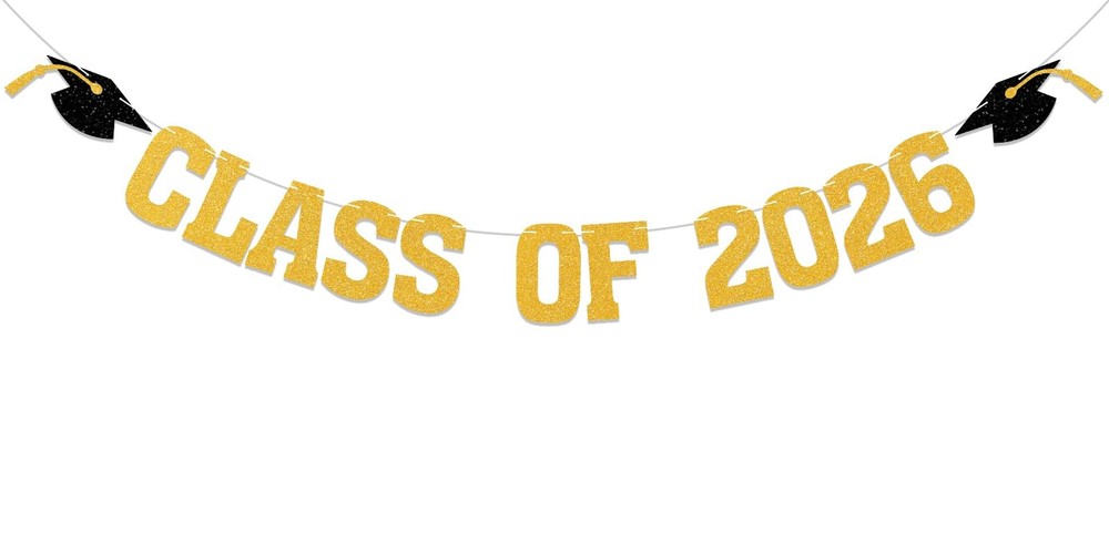 2026 Graduation Decorations – Gold Glitter Class of 4 inches x 5 inches,