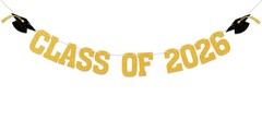 2026 Graduation Decorations – Gold Glitter Class of 4 inches x 5 inches,