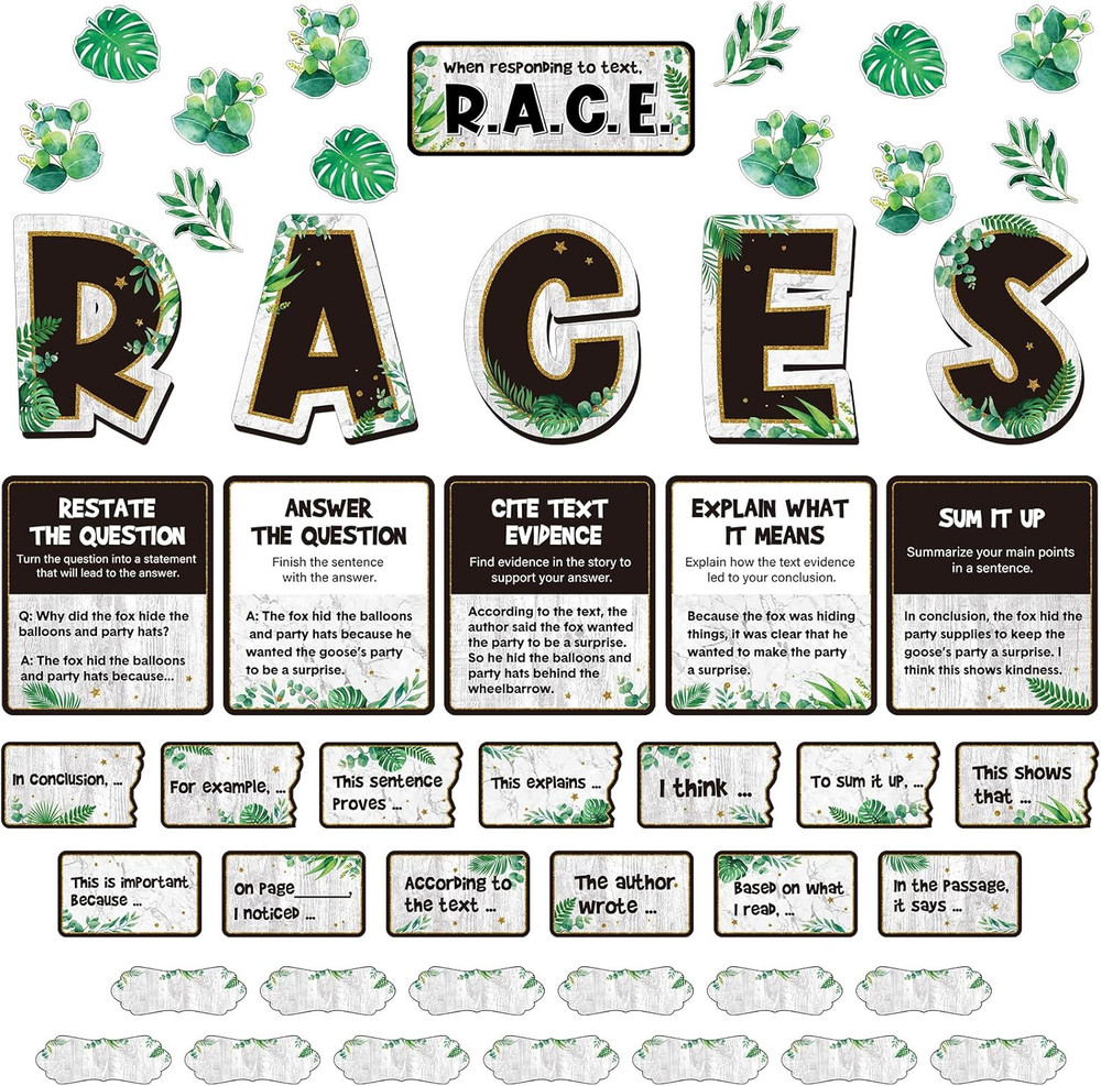 49 Pcs Races Writing Strategy Decorations Eucalyptus Cutouts with Sentence Begin