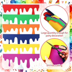6 Pack Art Themed Party Table Skirts 40 X 16 Inches Colorful Felt Paint Splatter