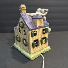 Halloween Lighted House Porcelain Mania Manor Pumpkin Time Great Condition
