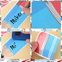 64 PCS Colorful Pencils Cutouts, Pencil Name Tags, Bulletin Board Decor, Glue