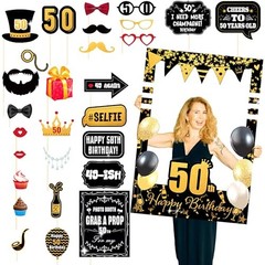 Black Gold Glitter 50th Birthday Party Photo Booth Props 50th Black Gold 50