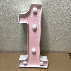 Pink Light-Up Number 1 Party Table Decoration for 1st Birthday, Kids, Plastic
