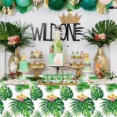 4 Pack Hawaiian Luau Tablecloths Tropical Palm Leaves Table Cloth Hawaiian Lu…