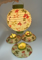 Four Asian Style Paper Hanging Lanterns Battery Operated Floral All Work READ