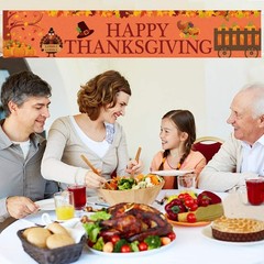 Large Happy Thanksgiving Banner, Decorations, Fall Multicolor