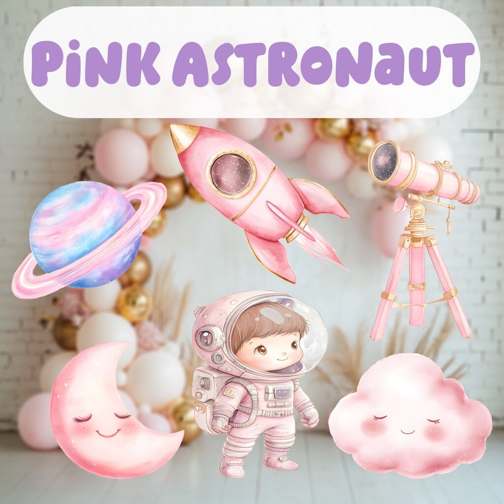 Pink Astronaut Props, Space Party, Girls Astronaut Cutouts, Baby Shower Decor