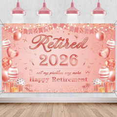 Happy Retirement Party Decorations Backdrop – Rose Gold Banners Decoration Women