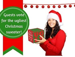 Ugly Christmas Sweater Contest Kit Voting Box Ribbon Trophy Prize Party Decor