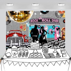 50s Rock N Roll Diner Backdrop Party Decoration Photography Background 7×5 feet