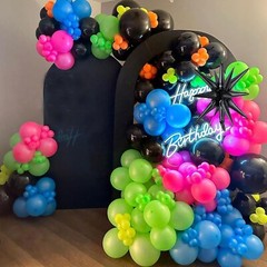 165Pcs Rainbow Balloon Arch Garland Kit with UV Neon Luminous Fluorescent Bal…