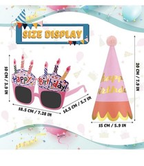 16 PCS Birthday Party Hats for Kids Adults, Colorful Cone Hat Decorations with P