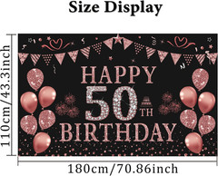 50Th Birthday Decorations for Women – Rose Gold 50Th Birthday Banner Backdrop 50