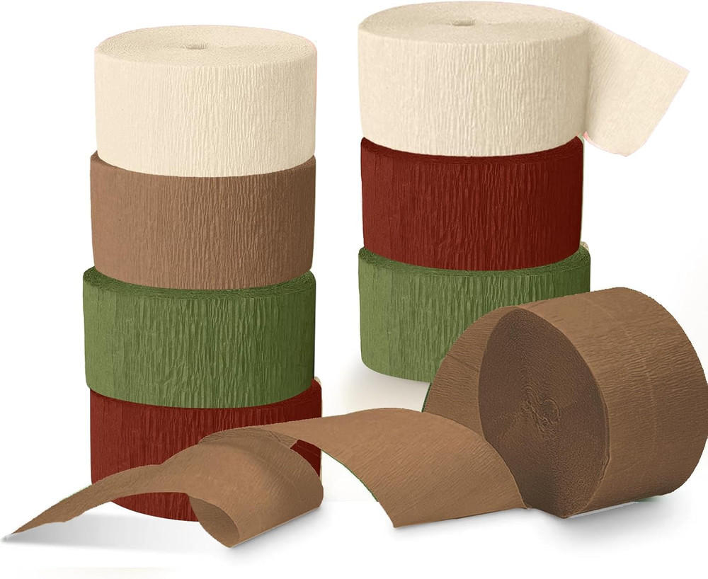 Christmas Decorations, 8 Rolls Green Red Brown Crepe Paper Party Streamers for X