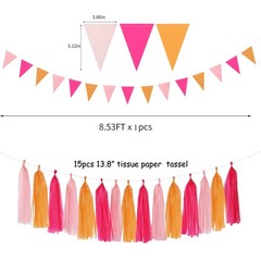 Hot-Pink Burnt-Orange Fall Party Decorations – 23pcs Baby Shower Tissue Pom P…