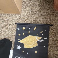 2026 Graduation Hanging Banner Set Black Gold White Congrats Grad Class of 2026