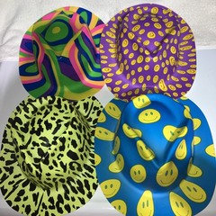 Party Hats, 8 Total, 2 Assorted, 4 Purple, 1 Green, 1 Blue, Plastic