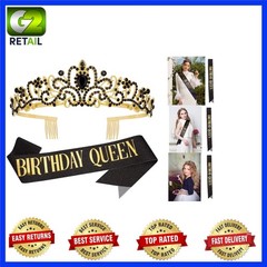 Lightweight Crystal Crown Tiara with Matching Sash for Special Occasions