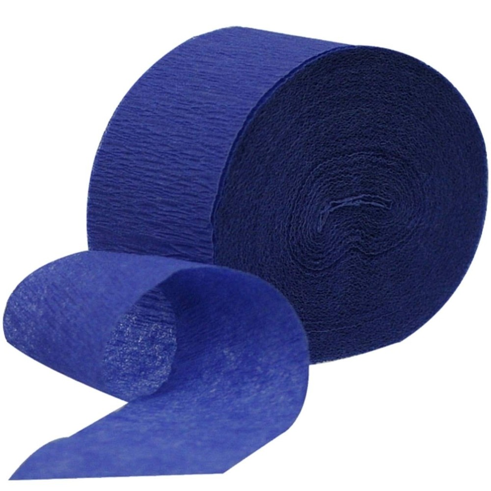 DENNECREPE Blue Crepe Paper Streamers 2 Rolls 145 ft Total – Made in USA