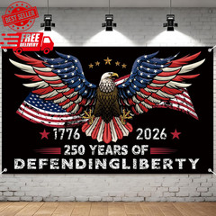Patriotic 250th Anniversary Backdrop 71×43 Inches for Independence Day Decor