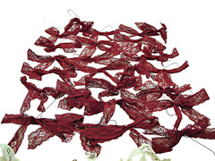 Lace Bows Christmas Wedding & Party Decorations 48 Pieces Burgundy Off White