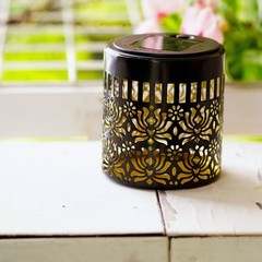 Black Iron Solar Mandala Light for Patio For Garden Wall Fence Outdoor Use