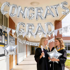 Congrats Grad Balloons, 2026 Silver Graduation Party Decorations 16 Inch Silver