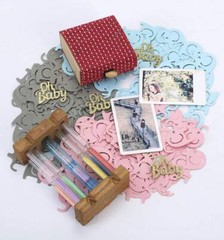230 Pcs Elephant Confetti Gold Glitter Pink Blue Gray Baby Shower Gender Reveal