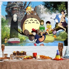Hayao Miyazaki Characters Birthday Party Decorations Backdrop Banner 5x3ft