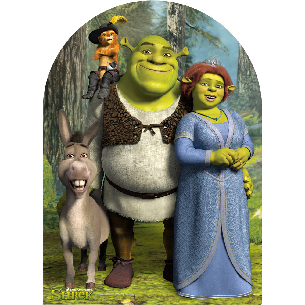 SC821 Shrek, Fiona, Donkey & Boots, Cardboard Cutout Standup