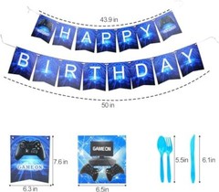 Video Game Party Decorations,Video Game Party Supplies Includes Banner, Plate…