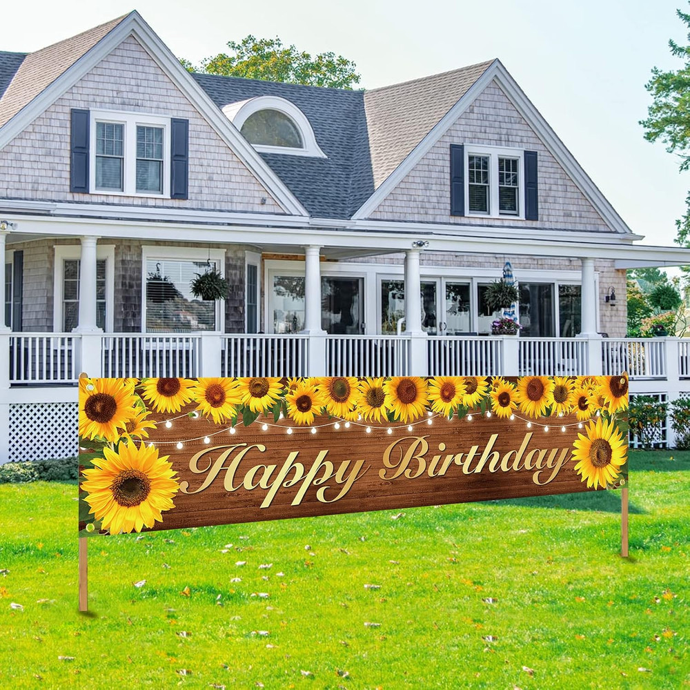 Sunflower Happy Birthday Banner Party Decorations for Girls Women | Sunflower Th