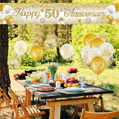 50Th Wedding Anniversary Decorations White Gold Happy 50Th Anniversary Yard Bann