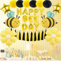 Happy Bee Day Decorations Pack of 21, Daisy Balloons, Bumble Bee Balloons for…