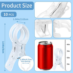 10 Pack Balloon Arch Clips for Backdrop | Plastic Transparent Spring Clamps | 3.