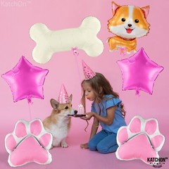 KatchOn, Dog Balloon for Puppy Party – 28 Inch, Pack of 6 and Lets Pawty Ball…