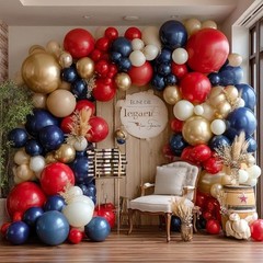 Red Blue Balloon Garland, Double Navy Blue Red White Sand Pearl Balloon Arch …