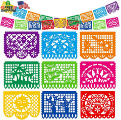 Domestar Mexican Party Decoration, 18 Feet Plastic Papel Picado Fiesta Banner Ci